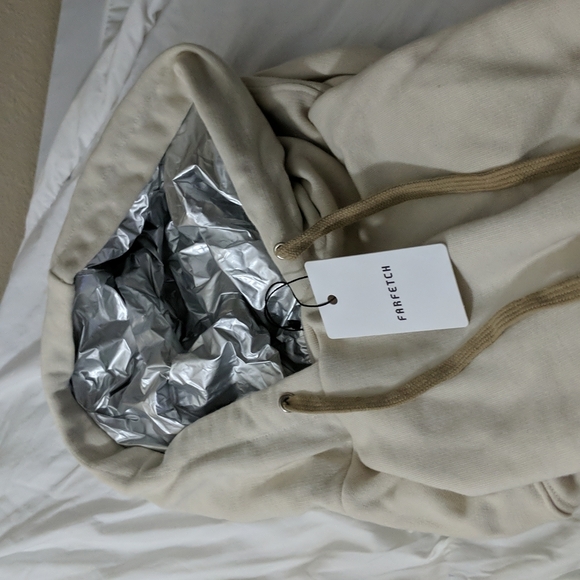 Zilver 100% Organic cotton creme Unisex Hoodie size small. Made in UK - Picture 5 of 6